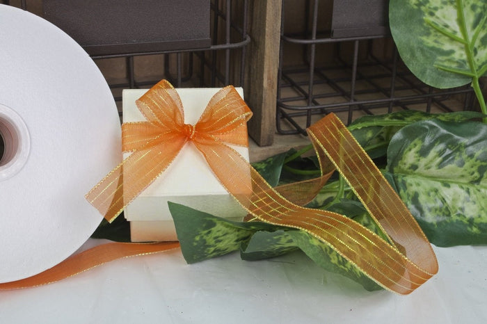 50 yards-Orange Corsage Ribbon (3/8" & 5/8")