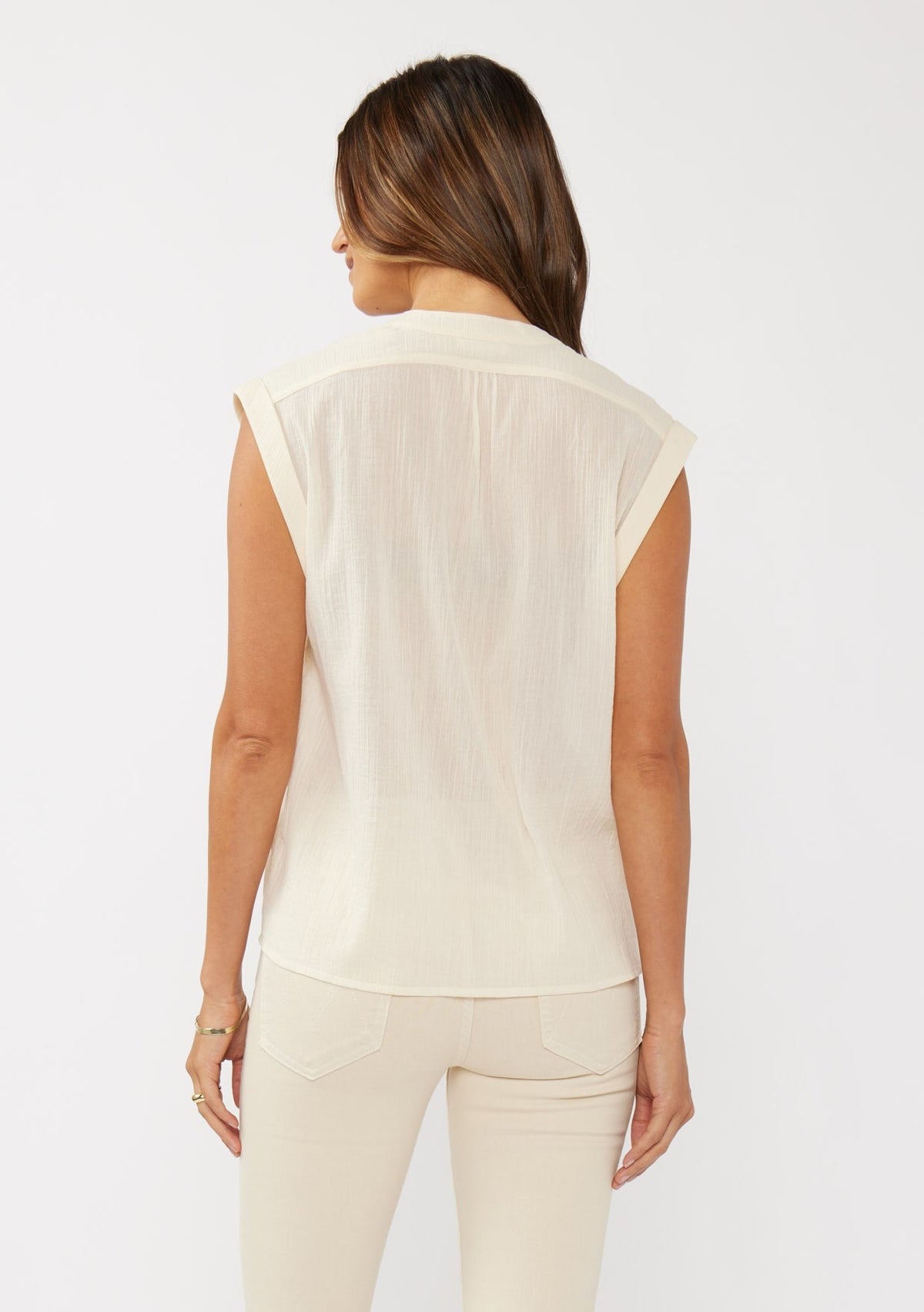 Rolled Cap Sleeve Button Down
