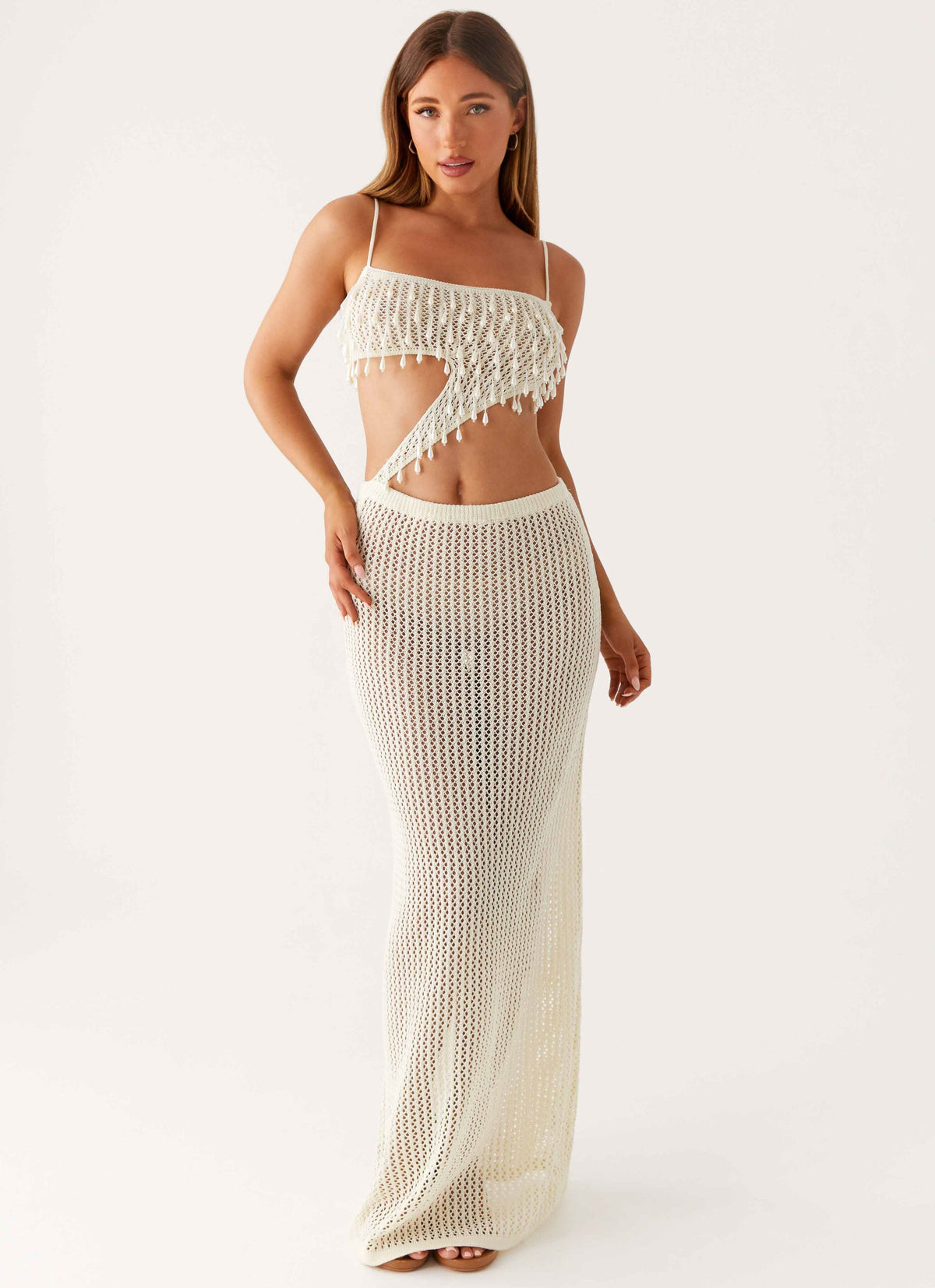 Shellbound Crochet Maxi Dress - Ivory