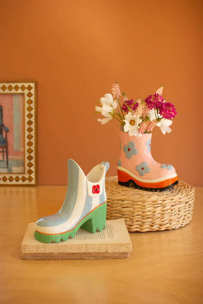 Colorful Ceramic Rubber Boot Vases Set/2