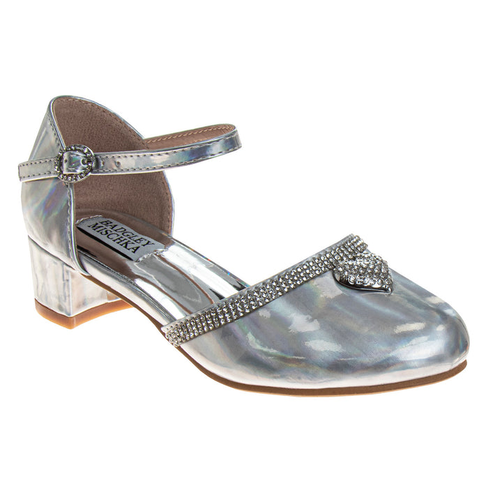 Silver Holographic | Girls' d'Orsay Dress Shoes Front Side