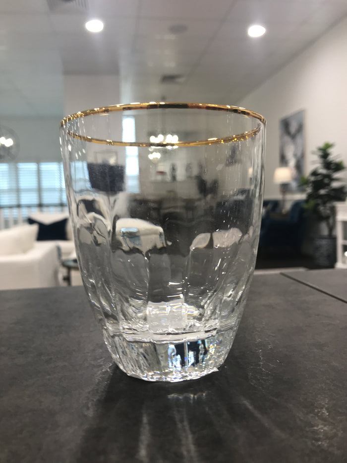 Glass Tumbler rippled gold rim