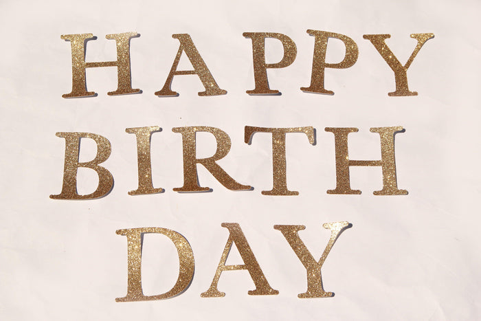 Happy Birthday Gold Glittered Letter Diecuts (1 set)