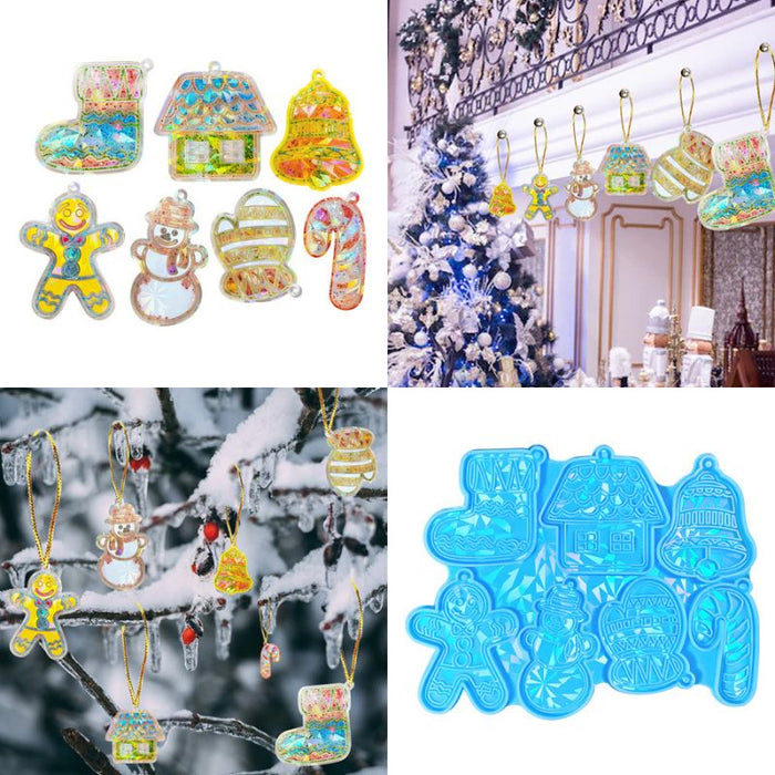 Laser Christmas Gingerbread Man Gloves Socks Pendant Resin Molds