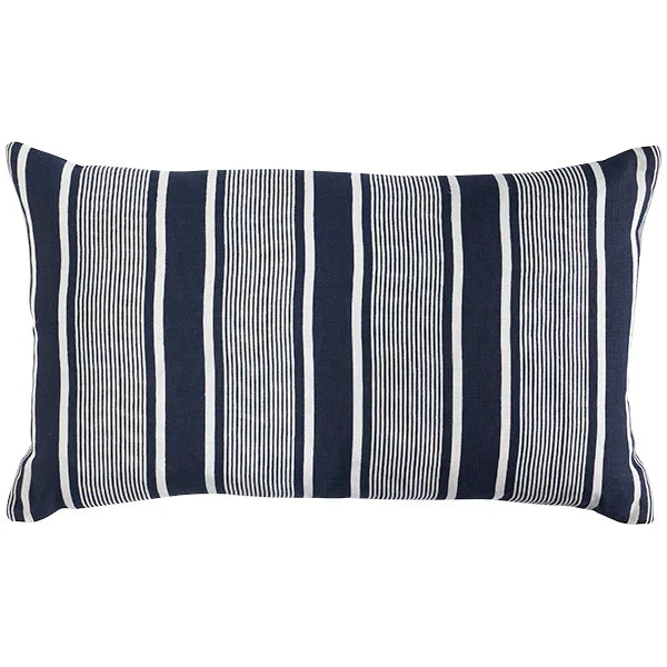Linen Capri Stripe Navy Lumbar Cushion