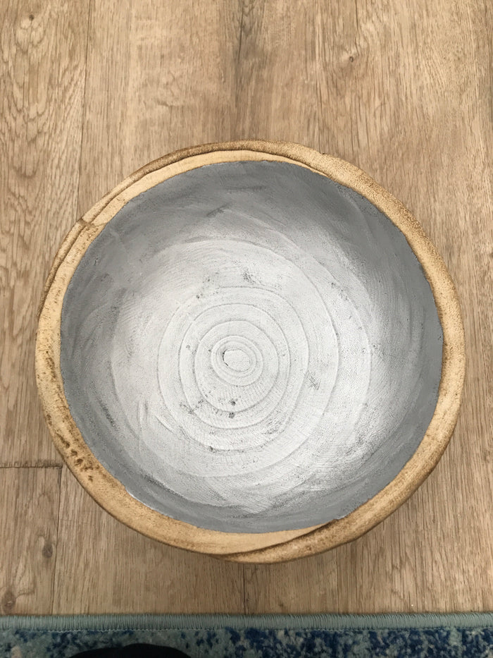 Mango wood tray silver