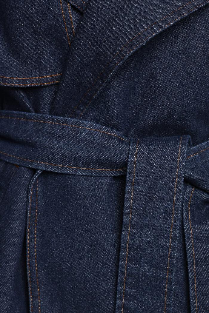 OUTERWEAR Miranda Cropped Denim Trench - Indigo Wash