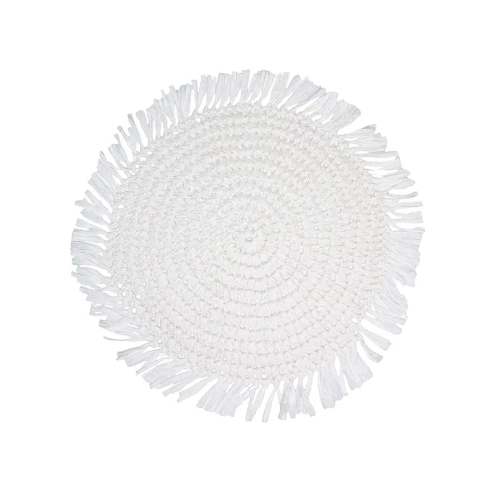 White Fringe Round Placemat