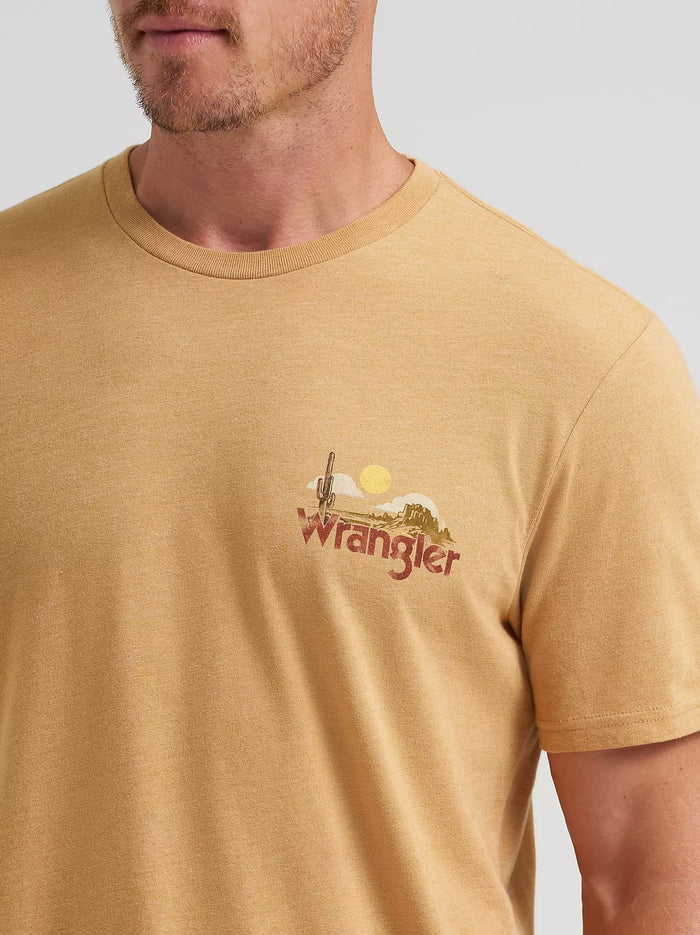 Wrangler Men's The Desert Inn Back Graphic T-Shirt in Apple Cinnamon Heather