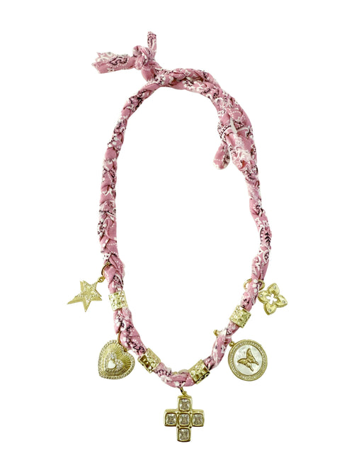 Kasey Multi Charm Bandana Scarf Necklace