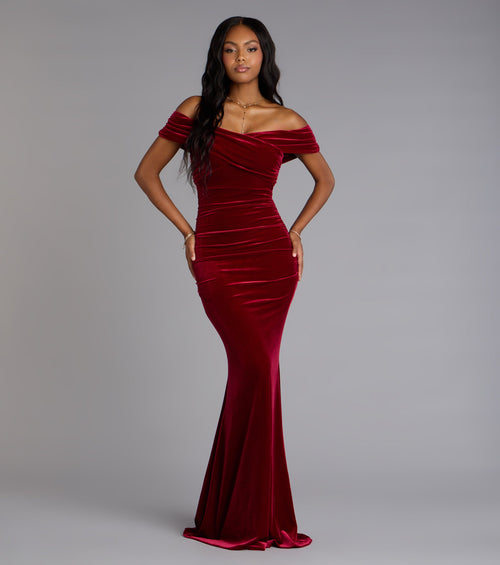 Gemma Velvet Off-The-Shoulder Mermaid Dress