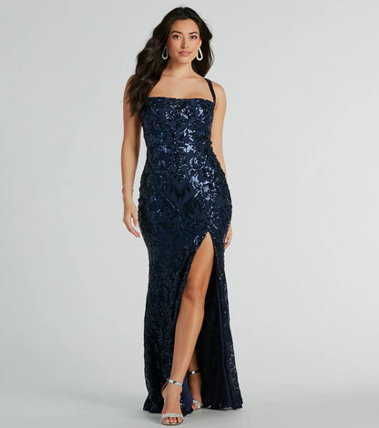 Moira Lace-Up Sequin Formal Dress