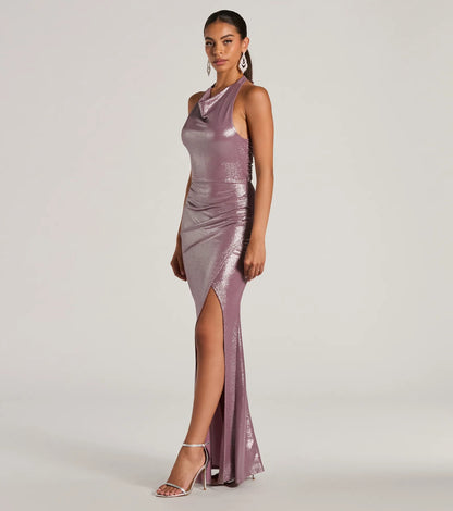 Kayla Halter Open Back Slit Mermaid Formal Dress