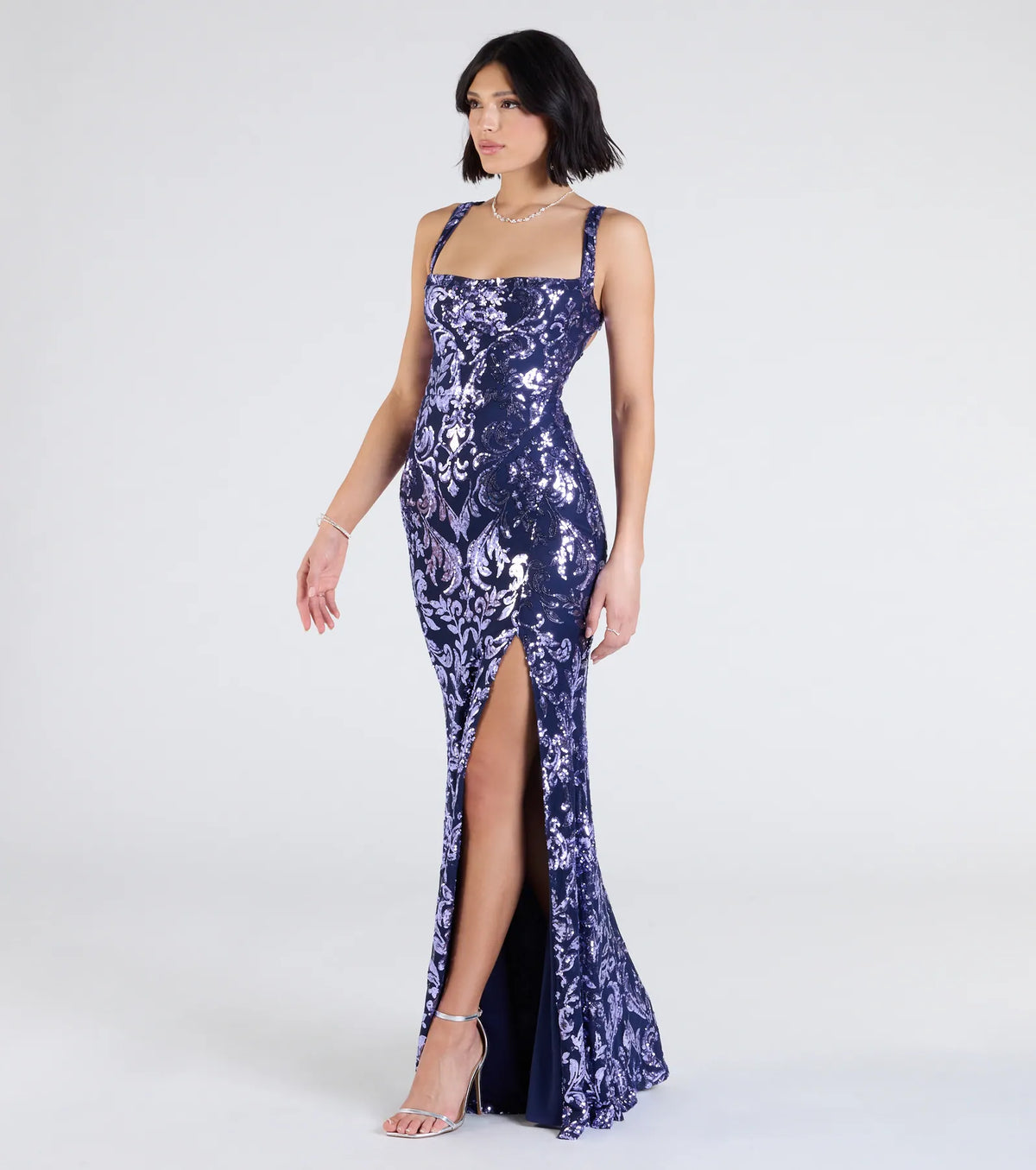 Moira Lace-Up Sequin Formal Dress