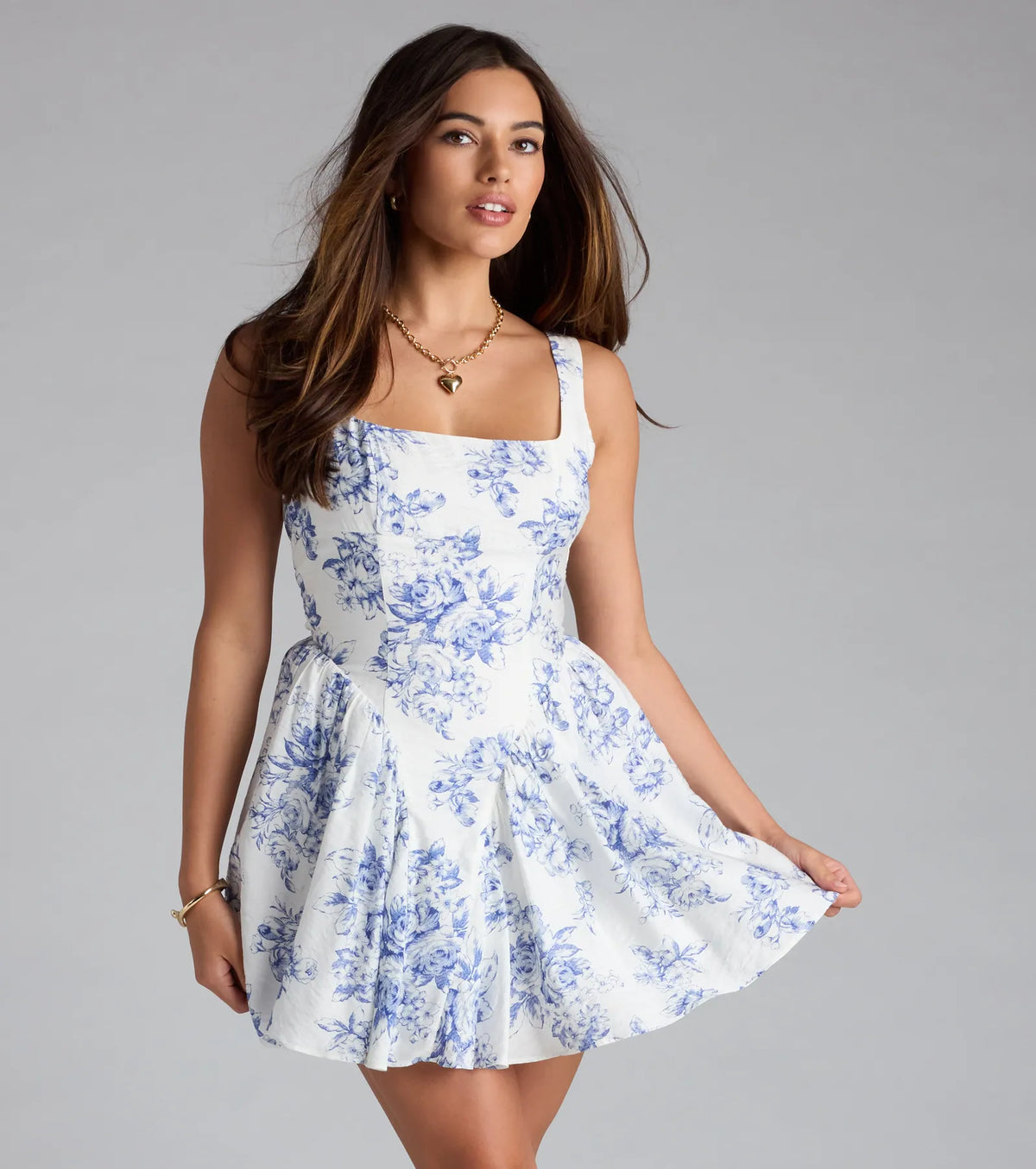 Charming Impression Floral Skater Dress