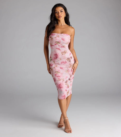Special Something Floral Bodycon Midi Dress
