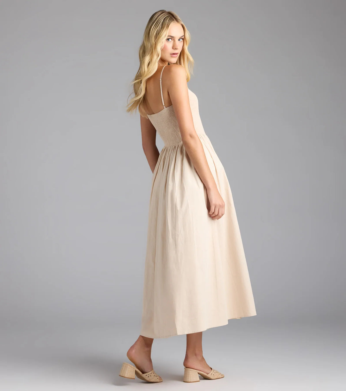 Effortless Era Woven A-Line Midi Dress