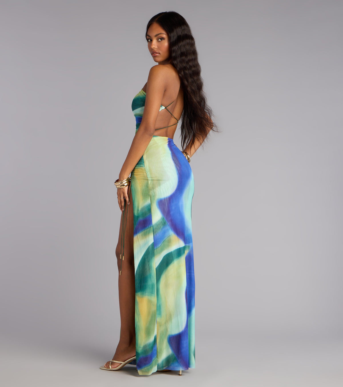 Heat Check Abstract Cutout Maxi Dress