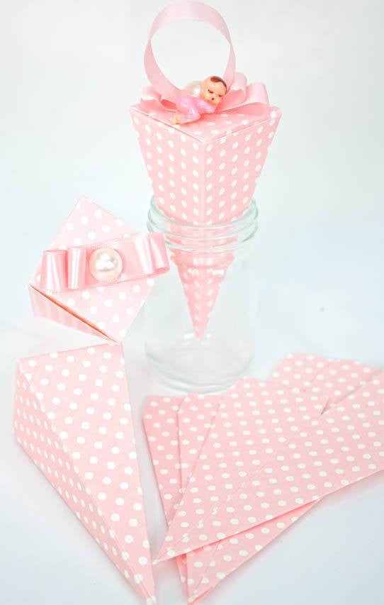 12 pcs- Italian Polka-Dot Cone Box (Blue & Pink)