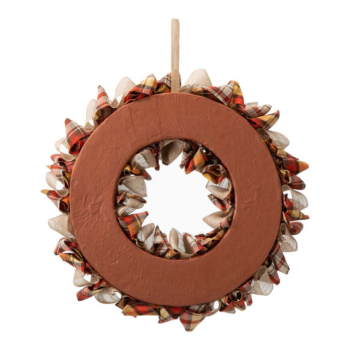 18.5"D Fall Fabric Plaid Wreath