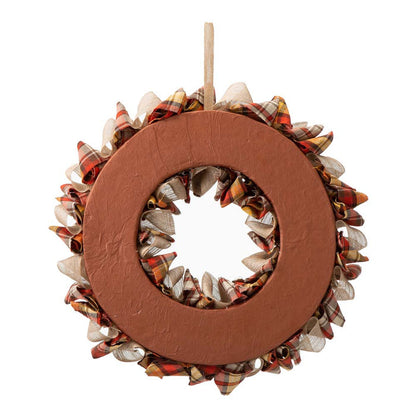 18.5"D Fall Fabric Plaid Wreath