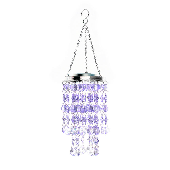 18.75"H Solar Lighted Transparent Acrylic Jewel Beaded Wind Chime or Chandelier Hanging Décor