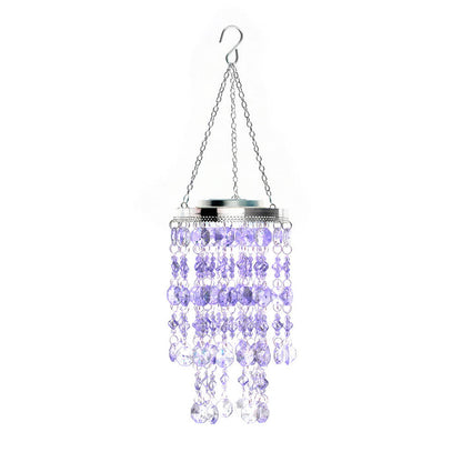 18.75"H Solar Lighted Transparent Acrylic Jewel Beaded Wind Chime or Chandelier Hanging Décor