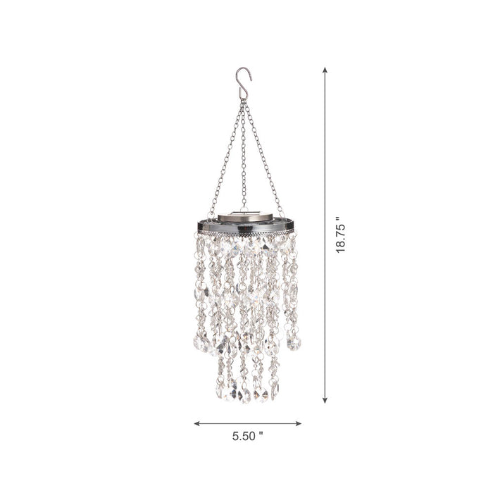 18.75"H Solar Lighted Transparent Acrylic Jewel Beaded Wind Chime or Chandelier Hanging Décor