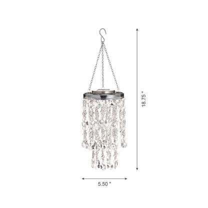 18.75"H Solar Lighted Transparent Acrylic Jewel Beaded Wind Chime or Chandelier Hanging Décor
