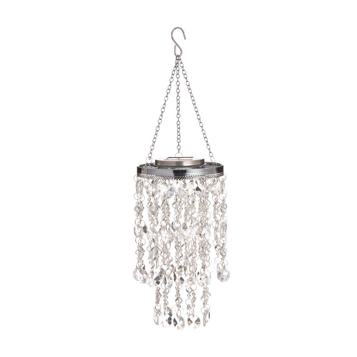 18.75"H Solar Lighted Transparent Acrylic Jewel Beaded Wind Chime or Chandelier Hanging Décor