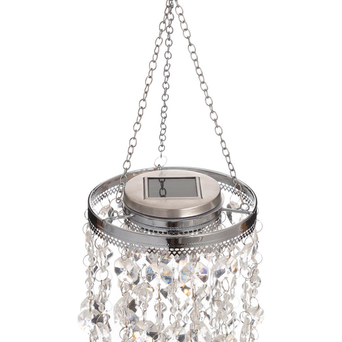 18.75"H Solar Lighted Transparent Acrylic Jewel Beaded Wind Chime or Chandelier Hanging Décor