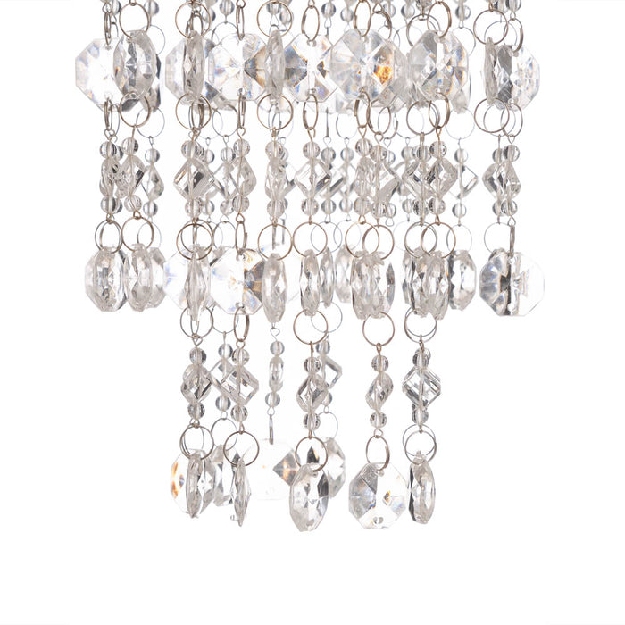 18.75"H Solar Lighted Transparent Acrylic Jewel Beaded Wind Chime or Chandelier Hanging Décor