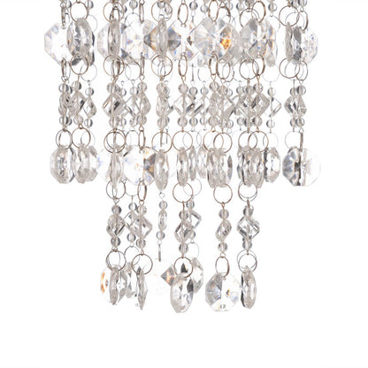18.75"H Solar Lighted Transparent Acrylic Jewel Beaded Wind Chime or Chandelier Hanging Décor