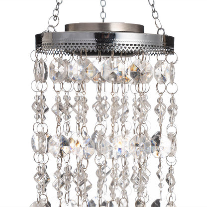 18.75"H Solar Lighted Transparent Acrylic Jewel Beaded Wind Chime or Chandelier Hanging Décor