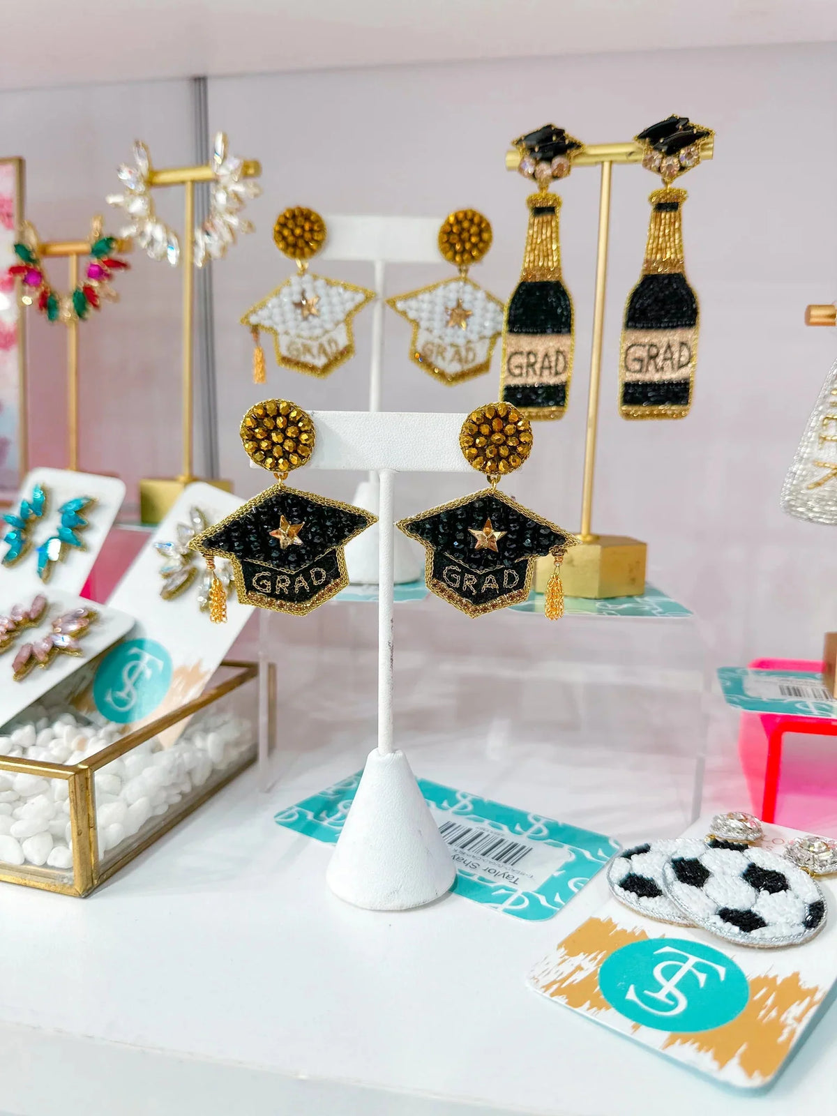 Beaded Grad Cap Earrings