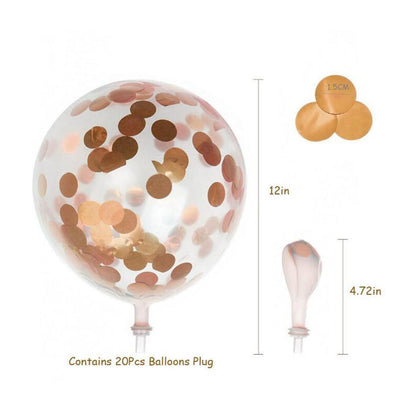 20 Count 12" Rose Gold Confetti Balloons Party Decorations