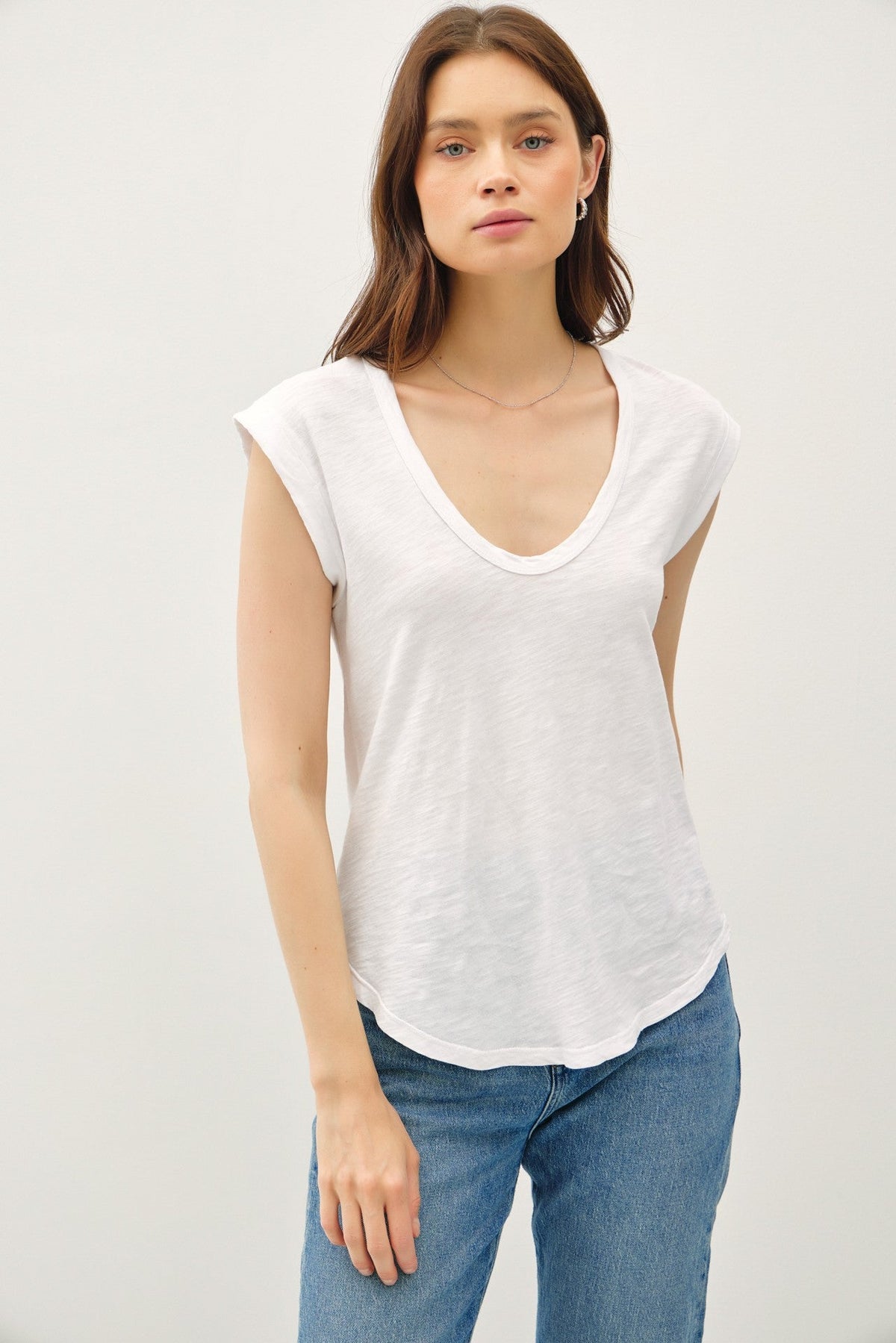 Scoop Neck Cap Sleeve Top