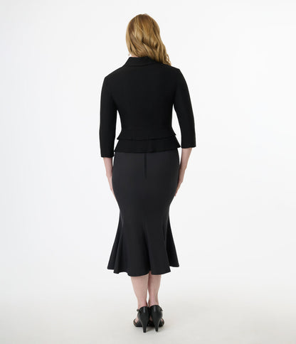 Unique Vintage Black Peplum Jacket