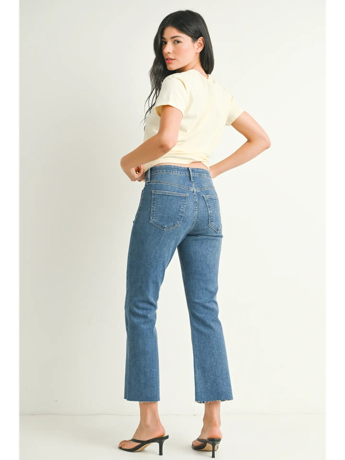 Just Black Denim Patch Pocket Cropped Flare