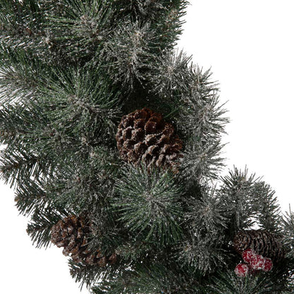 30"D Pre-Lit Glittered Pine Cone Christmas Wreath with 50 Warm White Lights