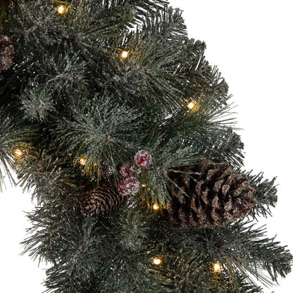 30"D Pre-Lit Glittered Pine Cone Christmas Wreath with 50 Warm White Lights