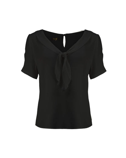 1930s Shawl Blouse - Ebony Black