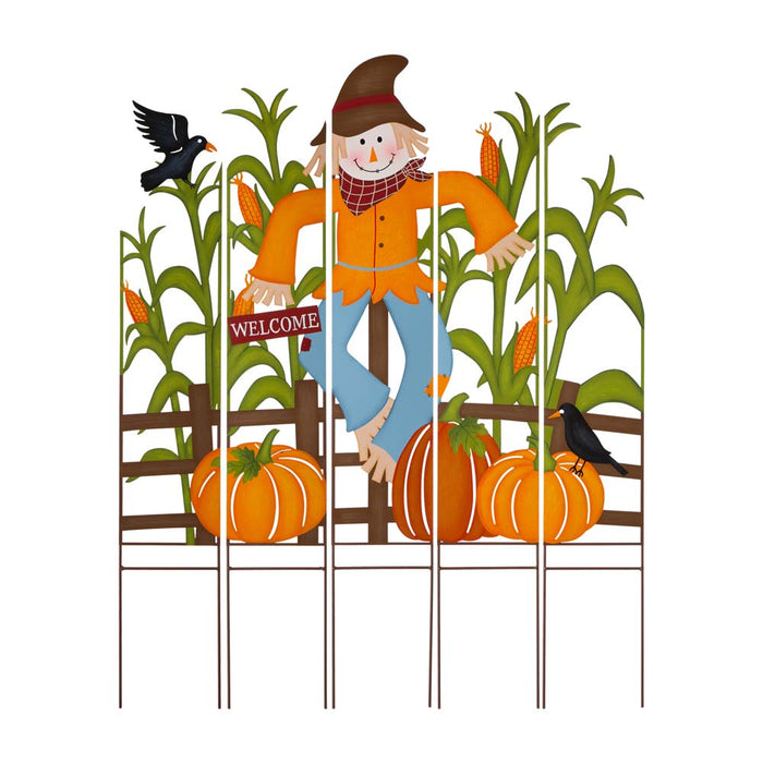 41.5"H Fall Metal Scarecrow & Corns Combo Yard Stake
