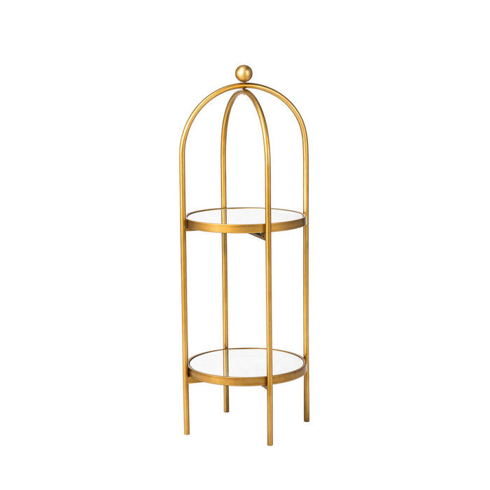 42"H Regency Modern 2-Tier Gold Mirror Organizer Floor Shelf