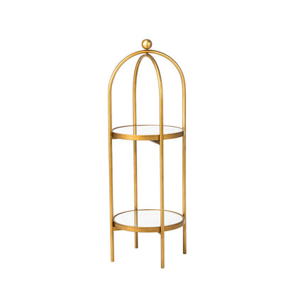 42"H Regency Modern 2-Tier Gold Mirror Organizer Floor Shelf