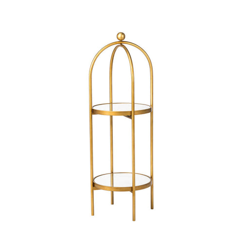 42"H Regency Modern 2-Tier Gold Mirror Organizer Floor Shelf