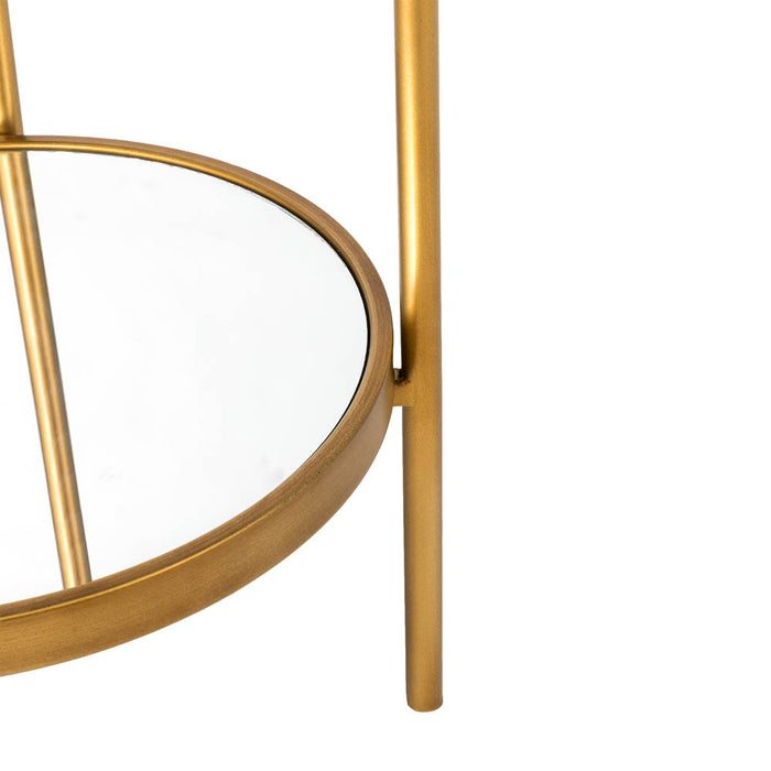 42"H Regency Modern 2-Tier Gold Mirror Organizer Floor Shelf