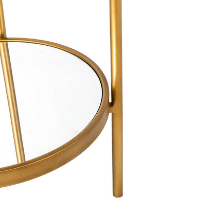 42"H Regency Modern 2-Tier Gold Mirror Organizer Floor Shelf