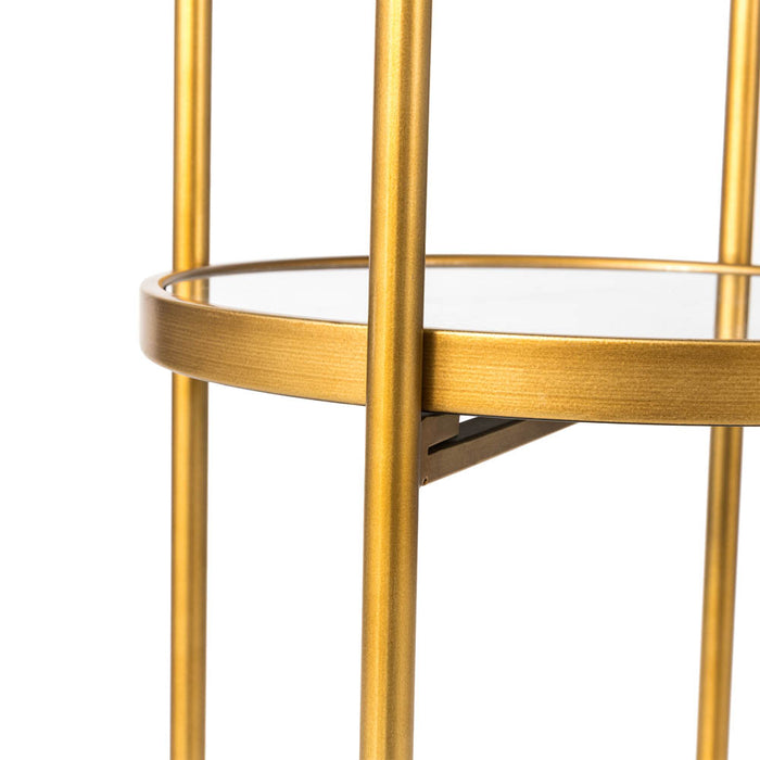 42"H Regency Modern 2-Tier Gold Mirror Organizer Floor Shelf