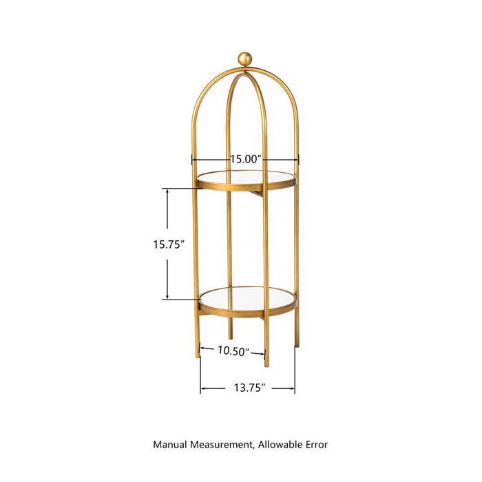 42"H Regency Modern 2-Tier Gold Mirror Organizer Floor Shelf